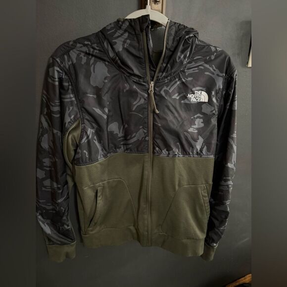The Northface Full Zip Down Hooded Jacket Men's Size Small Green Black Multi - Picture 1 of 9